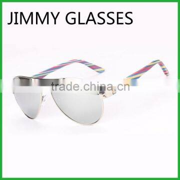 JMP614 Metal Aviator Style Sunglasses Bamboo Temple