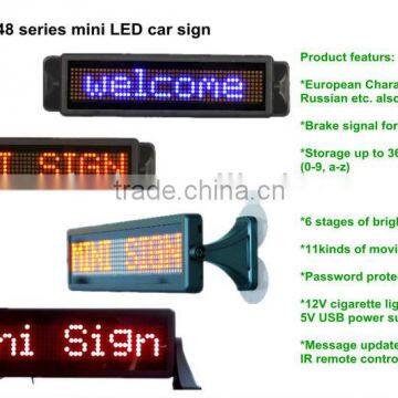 Black ABS fireproof frame+ Remote control and PC communication+rear window+front window+P4.75-8*48+LED car message display