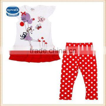 (HG4825) 2-6Y white nova kids suits cheap wholesale baby clothing set girls summer sets