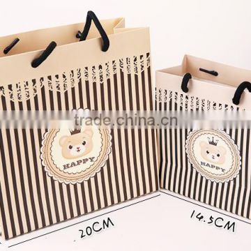 Hot Sale Printed Fashion new design colorful striped kraft paper gift packaging bag