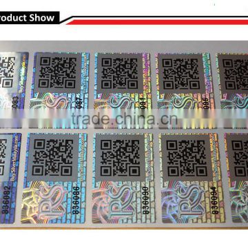 Two-dimension barcode Hologram VOID sticker with sequential numbers