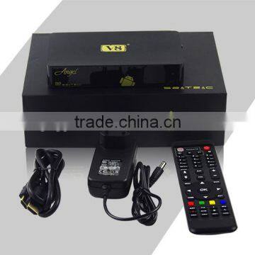 2016 newest V8 Angel Kodi Android 4.4 TV BOX+S2&T2&Cable receiver with bisskey, powervu,cccam