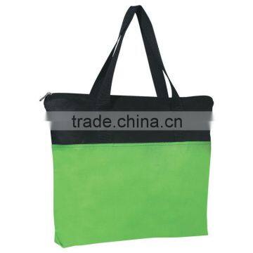 Non-Woven Zippered Tote Bag-Lime Green