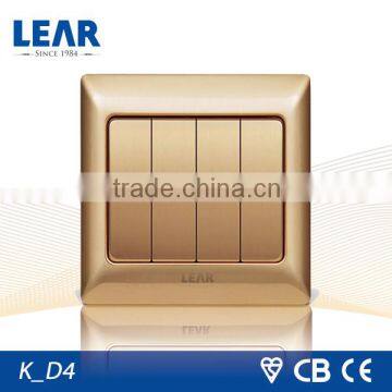 Top-grade steel plate 4 gang light switch