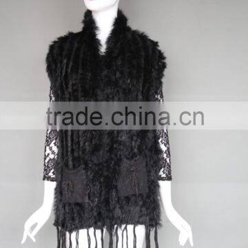 Fashion Knitted Rabbit Fur Poncho Sexy Girls' Fashion Knitted Tassels Vest