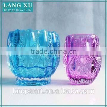 LX-Z007 India market buddhism candle bowl blue spray color purple glass votive candle holder