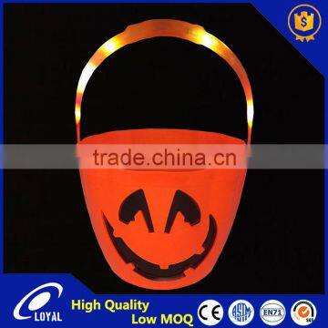 High Quality Halloween Plastic Lighted Pumpkin Bucket