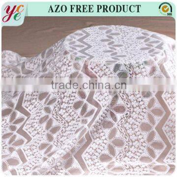 2015 hot white embroidery lace embroidery fabric for clothes