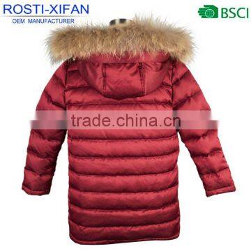Duck Down Hooded Jacket With Detachable Raccoon Fur New Children Clothing 2016 Winter photo-3