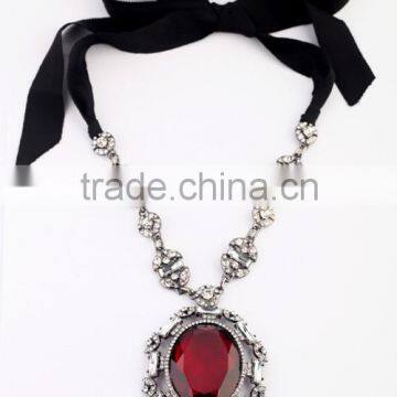 OEM/ODM Manufacture 2016 Fashion Design Big Stone Pendant Necklace Ruby Pendant Necklace