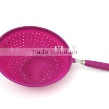 Lovely Silicone Draining Basket Kitchen strainer Spoon With Handle For Fruit&Vegetable