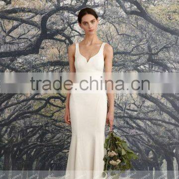 LC2 Hot Sale Sexy v Neck Sleeveless Wedding Dresses Backless Mermaid Floor Length Vestido De Casamento 2015