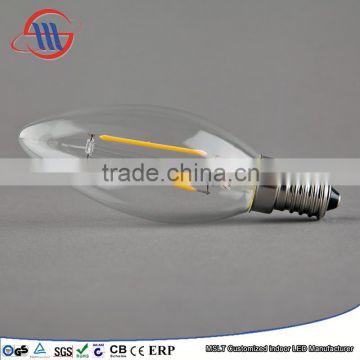 2015 Antique LED filament bulb C35 full glass lamp 2W E12 110V dimmable