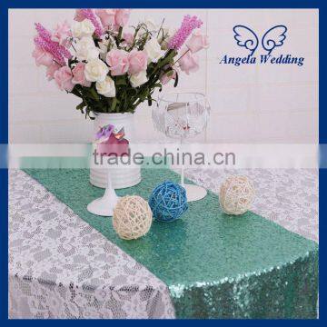 RU009C hot sale fancy weddding sequence decorative mint green sequin table runner for round table