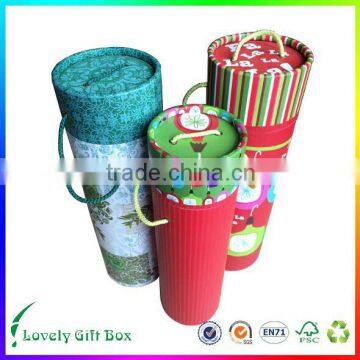 Round Cylinder Packaging Paper Box For Wine With Lid