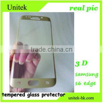 Factory low price!Premium Perfect For samsung s6 Edge electroplating with wire drawing gris 3D tempered glass screen guard film