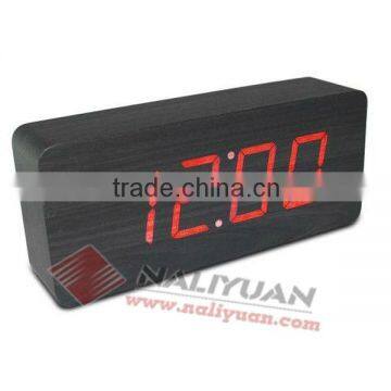 Hot sales LED light voice control wooden clock