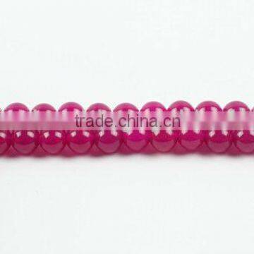 SL72209 Dyed Ruby Color Jade Plain Round Beads