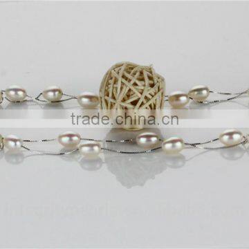 8mm AAA Drop 36 Inches Natural Silver Long Chain Pearl Necklace, Fashion Pearl Necklace photo-2