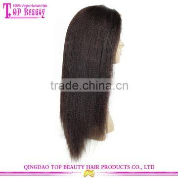 Natural Color Wig Brazilian Virgin 100 Human Hair Yaki Straight With Bleached Knots Yaki Middle Part Lace Front Wig photo-3