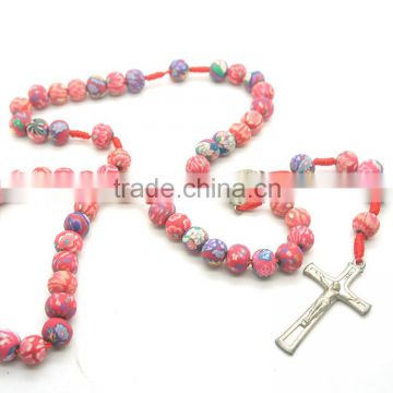 rosary,polymer clay beads wintersweet shape rosary,catholic red beaded rosary