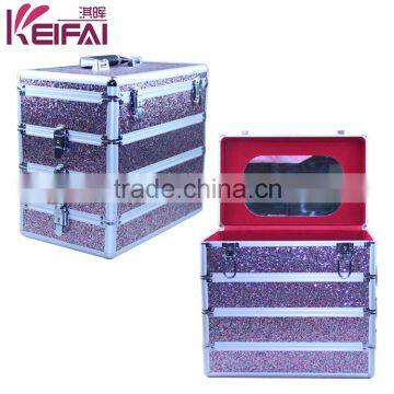 Customised Lockable Multi-Functional Multi Color Sequin PU Hard Side Cosmetic Case