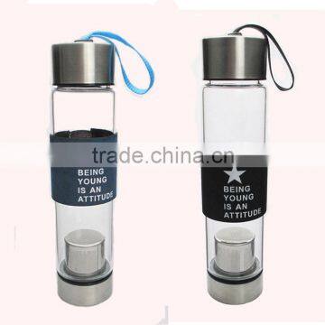 Borosilicate glass sports drink water bottle