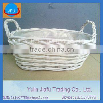 hot sale handmade woven white wholesale wicker baskets with handle