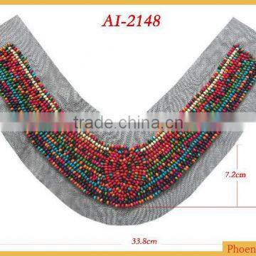 Fancy colorful wood beads beaded applique AI-2418