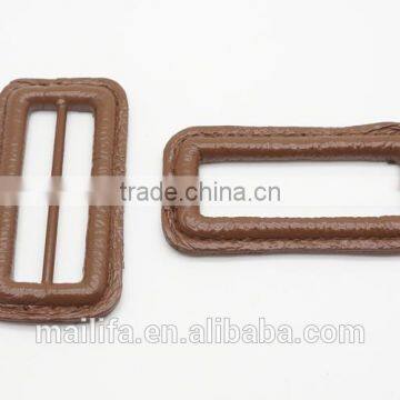 Inner Diameter 4.8 cm Brown Real Leather Buckles Buttons With Metal Pin