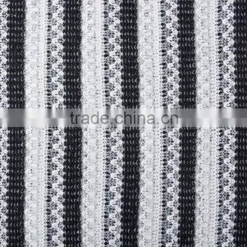 High Quality Clothing Fabric Cotton Polyester Spandex Yarn Dyed Hacci Knit Jacquard Fabric