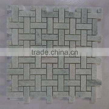 Basketweave custom white carrara mosaic tile design for wall