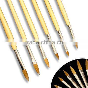 6pcs/set Acrylic Wooden Handle Nail Art Tips Sable Brushes Set