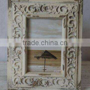 Antique Wooden Engraved Photo Frame, Timeworn Wooden Carved Picture Frame photo-2