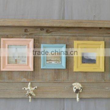 2016 Shabby Chic Wooden Shelf With Frames With Hooks photo-3