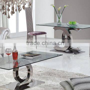 European style clear glass coffee table set