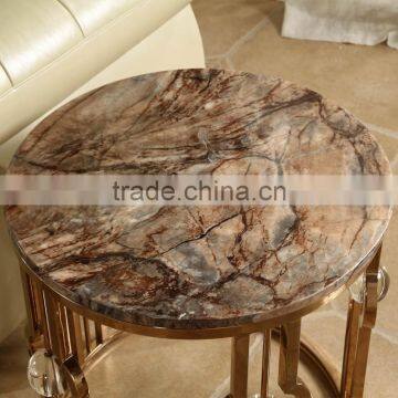 Gold Marble Top Metal Side Table photo-2