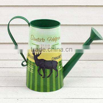 2015 new design christmas decoration paper decal cheap metal watering can wholesale