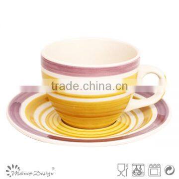 Cup Saucer Silk Screen High Quality Modern Design Top Sale Whloe Sale With Strips photo-4