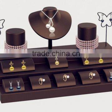 Custom design jewelry decoration shop earring necklace ring leather jewelry display set