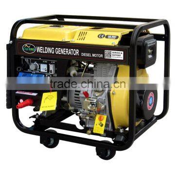open type 2KW electric single phase with 4wheels and handle diesel generator with welding machine