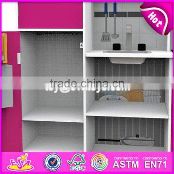 New Design Children Pretend Play Toys Wooden Red Play Kitchen W10C282 photo-3
