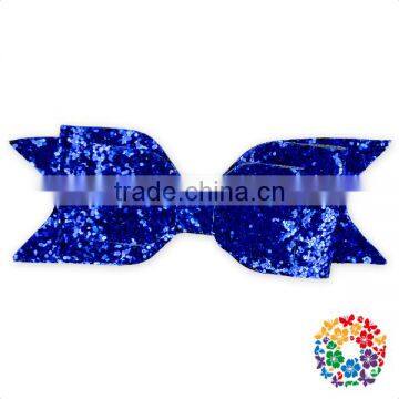 2016 High Quality Kids Ladies Hair Bows Royal Blue Sequins Bows Factory Cheap Wholesale Hair Bows