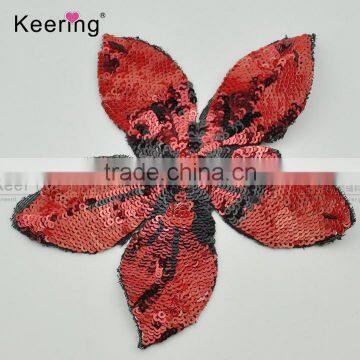 Wholesale Custom Applique Sequin Embroidery Patch flower for decoration WEFB-024