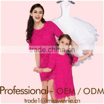 China children clothes supplier wholesale mother and daughter red lace dress