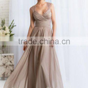 new designer deep v neck chiffon A-line embellished dress backless