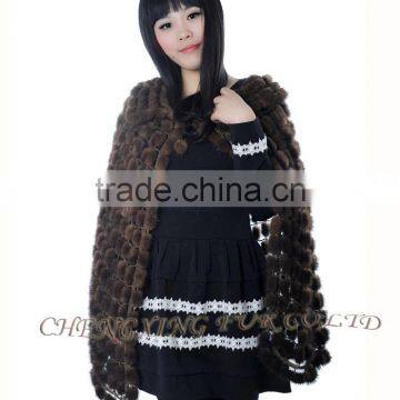 CX-B-M-56 Wholesale Women Cape Mink Fur Fashion Poncho/ Fur Shawl photo-6
