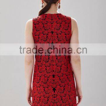 A-Line Neck Red Chiffon Dress Pattern Casual Design Ladies Aristocratic Style Dress SR-D9792 photo-5