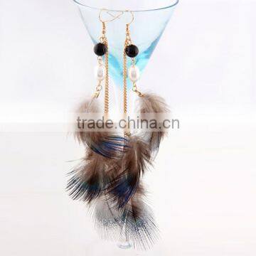 Parrot Feather Earrings Ecological Handicraft Earring Girls Bar Party Earrings photo-3