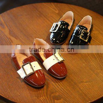 S17015A Retro style children flat casual leather shoes